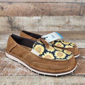 Ariat Cruiser Sunflowers Women's Size 7 Suede Peanut Field of Sun Slip‎ On Flat